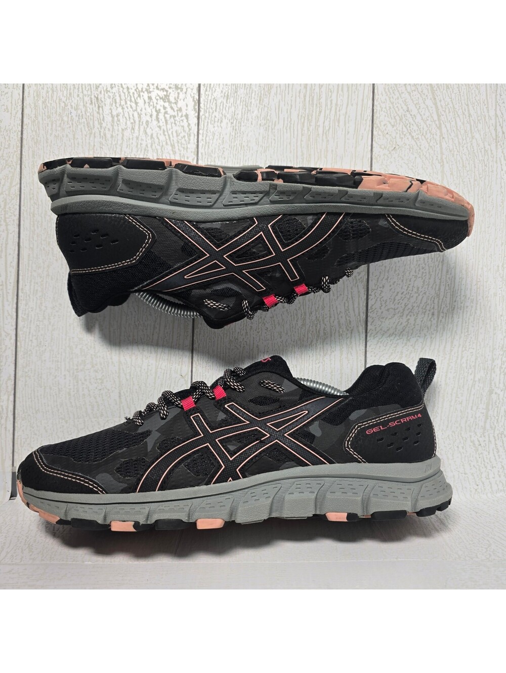 ASICS Gel-Scram 4 Women’s 7.5 Black Pink Gray Trail Running Shoes 1012A039
